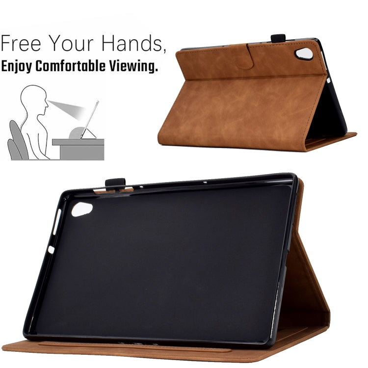 For Lenovo Tab M10 Gen 2 Peony Butterfly Embossed Leather Smart Tablet Case(Brown) - Lenovo by PMC TechLife | Online Shopping South Africa | PMC TechLife | Buy Now Pay Later Mobicred