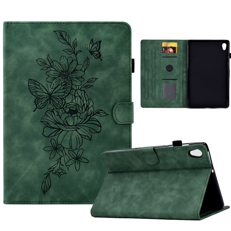 For Lenovo Tab M10 Gen 2 Peony Butterfly Embossed Leather Smart Tablet Case(Green) - Lenovo by PMC TechLife | Online Shopping South Africa | PMC TechLife | Buy Now Pay Later Mobicred