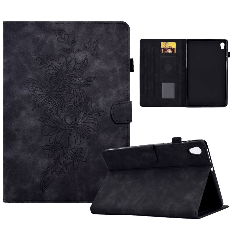 For Lenovo Tab M10 Gen 2 Peony Butterfly Embossed Leather Smart Tablet Case(Black) - Lenovo by PMC TechLife | Online Shopping South Africa | PMC TechLife | Buy Now Pay Later Mobicred