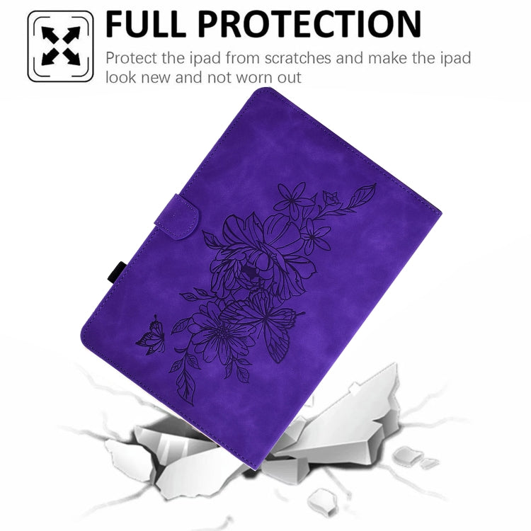 For Lenovo Tab M10 Plus Peony Butterfly Embossed Leather Smart Tablet Case(Purple) - Lenovo by PMC TechLife | Online Shopping South Africa | PMC TechLife | Buy Now Pay Later Mobicred