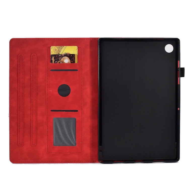 For Lenovo Tab M10 Plus 3rd Gen Peony Butterfly Embossed Leather Smart Tablet Case(Red) - Lenovo by PMC TechLife | Online Shopping South Africa | PMC TechLife | Buy Now Pay Later Mobicred