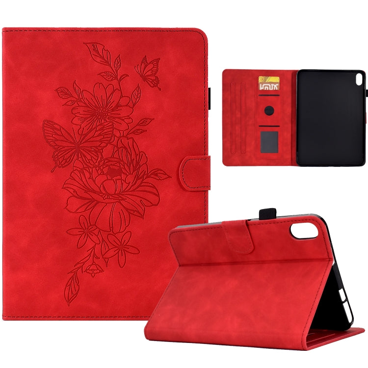 For Lenovo Tab P11 Peony Butterfly Embossed Leather Smart Tablet Case(Red) - Lenovo by PMC TechLife | Online Shopping South Africa | PMC TechLife | Buy Now Pay Later Mobicred