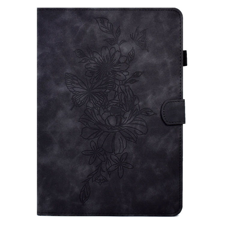 For Lenovo Tab P11 Peony Butterfly Embossed Leather Smart Tablet Case(Black) - Lenovo by PMC TechLife | Online Shopping South Africa | PMC TechLife | Buy Now Pay Later Mobicred