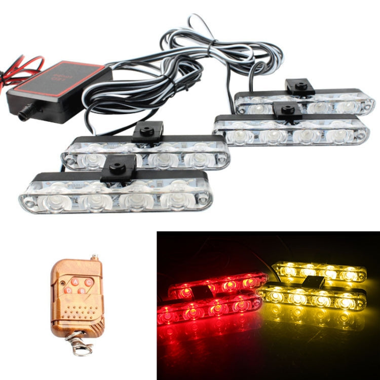 4 in 1 Car 16LEDs Grille Flash Lights Warning Lights with Wireless Remote Control(Red Yellow) - free shipping - PMC TechLife - Order now!
