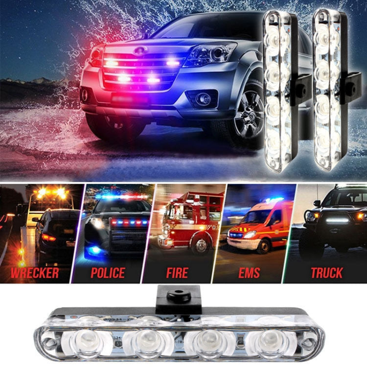 4 in 1 Car 16LEDs Grille Flash Lights Warning Lights with Wireless Remote Control(White Red) - Warning Lights by PMC TechLife | Online Shopping South Africa | PMC TechLife | Buy Now Pay Later Mobicred