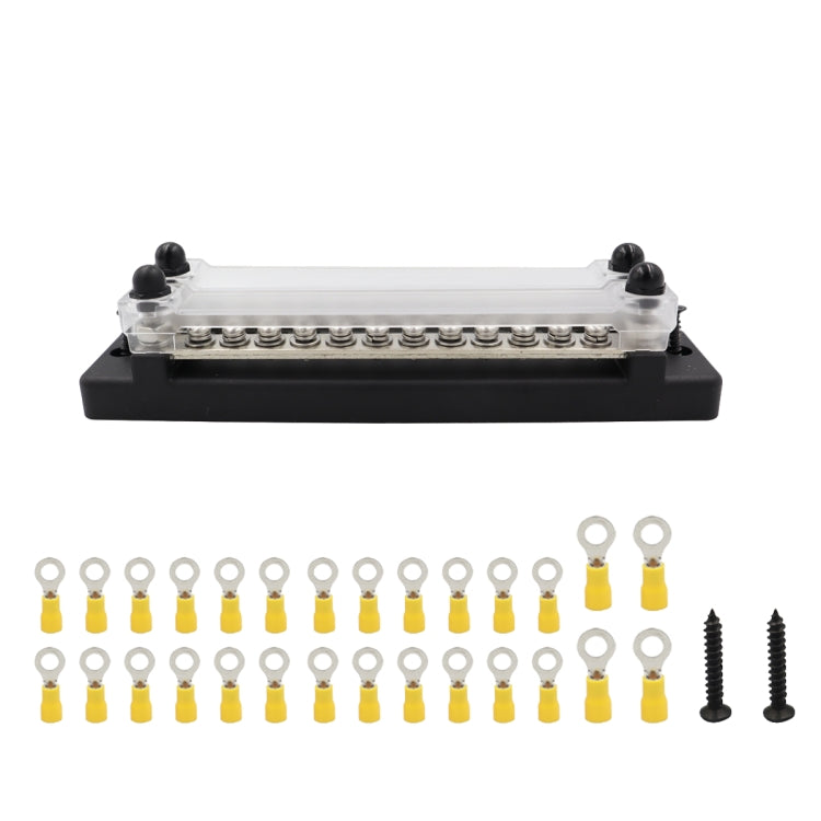 CP-3025 150A 12-48V RV Yacht Double-row 12-way Busbar with 28pcs Terminals(Black) - Booster Cable & Clip by PMC TechLife | Online Shopping South Africa | PMC TechLife | Buy Now Pay Later Mobicred