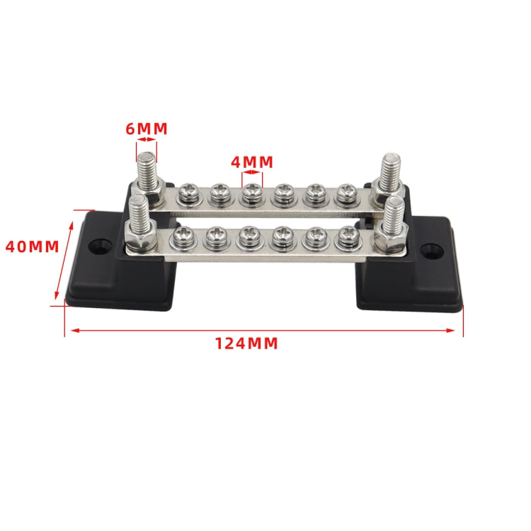 CP-3052 150A 12-48V RV Yacht Double-row 6-way Busbar with 16pcs Terminals(Black) - Booster Cable & Clip by PMC TechLife | Online Shopping South Africa | PMC TechLife | Buy Now Pay Later Mobicred