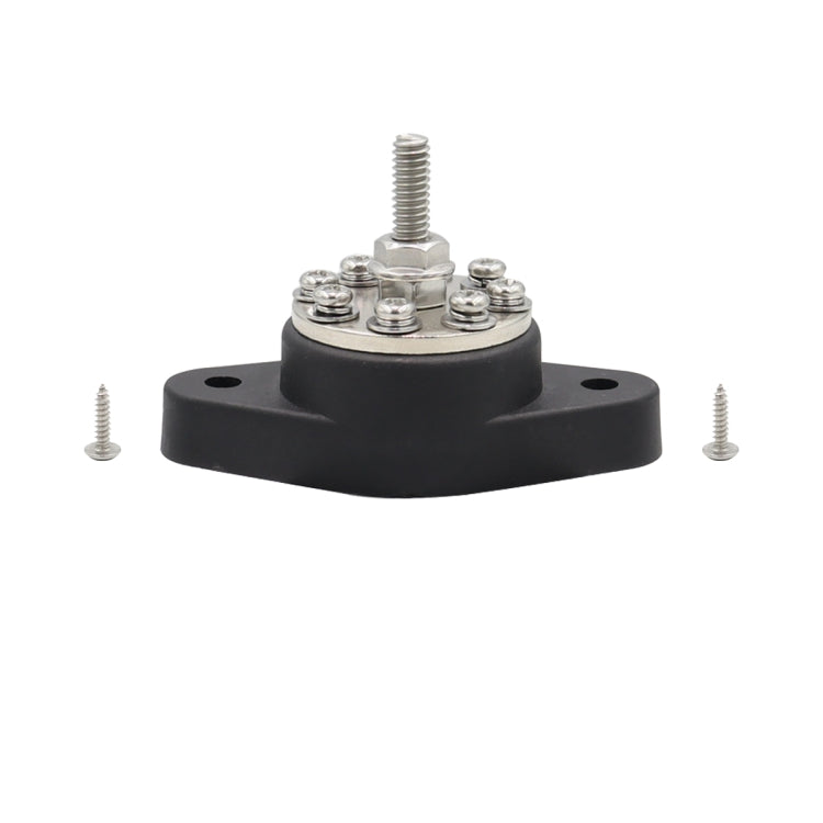 1/4 inch M6 RV Yacht 8-way Terminal Stud with 2 M5x20 Screws(Black) - Booster Cable & Clip by PMC TechLife | Online Shopping South Africa | PMC TechLife | Buy Now Pay Later Mobicred