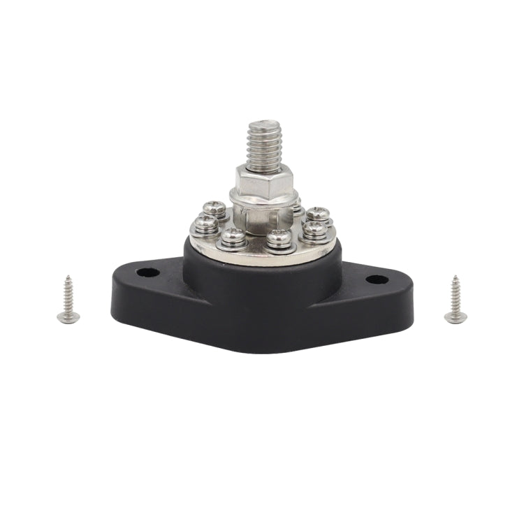 3/8 inch M10 RV Yacht 8-way Terminal Stud with 2 M5x20 Screws(Black) - Booster Cable & Clip by PMC TechLife | Online Shopping South Africa | PMC TechLife | Buy Now Pay Later Mobicred