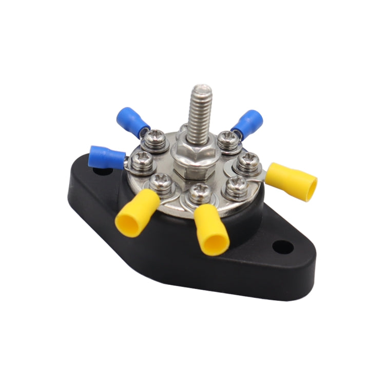 1/4 inch M6 RV Yacht 8-way Terminal Stud with 2 M5x20 Screws + 16pcs Terminals(Black) - Booster Cable & Clip by PMC TechLife | Online Shopping South Africa | PMC TechLife | Buy Now Pay Later Mobicred