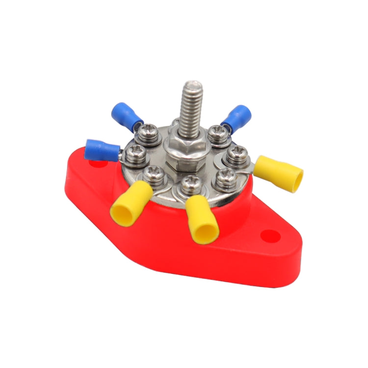1/4 inch M6 RV Yacht 8-way Terminal Stud with 2 M5x20 Screws + 16pcs Terminals(Red) - Booster Cable & Clip by PMC TechLife | Online Shopping South Africa | PMC TechLife | Buy Now Pay Later Mobicred