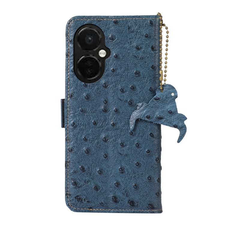 For OnePlus Nord CE 3 Lite Ostrich Pattern Genuine Leather RFID Phone Case(Blue) - OnePlus Cases by PMC TechLife | Online Shopping South Africa | PMC TechLife | Buy Now Pay Later Mobicred