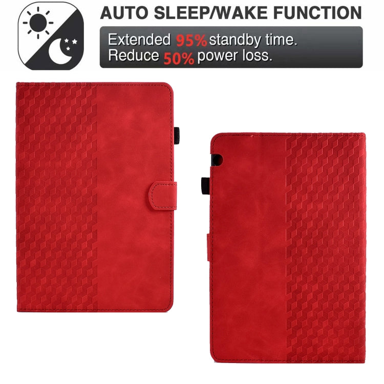 For Huawei MatePad T5 10.0 Rhombus Embossed Leather Smart Tablet Case(Red) - Huawei by PMC TechLife | Online Shopping South Africa | PMC TechLife | Buy Now Pay Later Mobicred