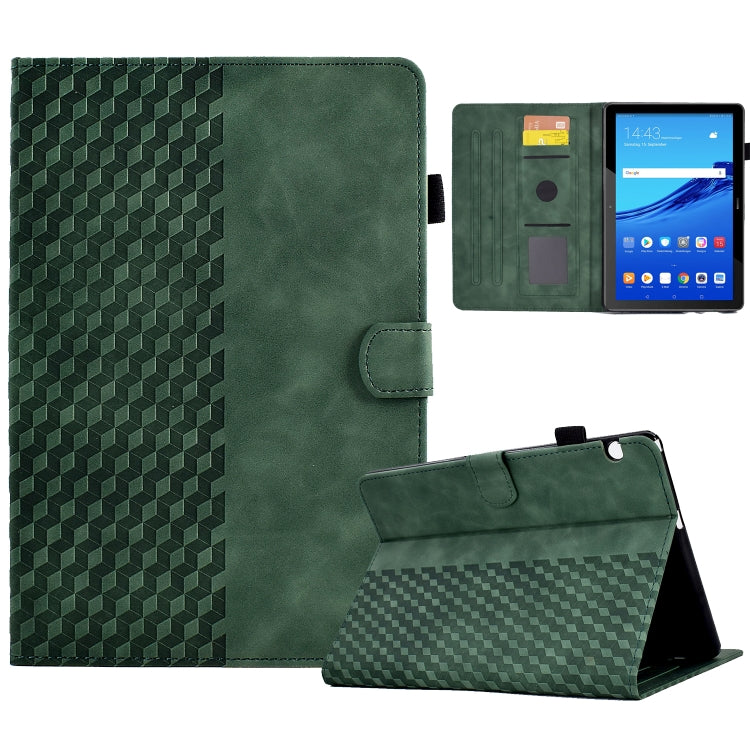 For Huawei MatePad T5 10.0 Rhombus Embossed Leather Smart Tablet Case(Green) - Huawei by PMC TechLife | Online Shopping South Africa | PMC TechLife | Buy Now Pay Later Mobicred