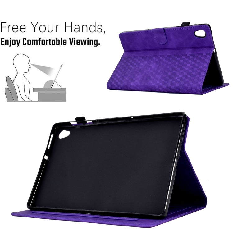 For Lenovo Tab M10 2nd TB-X306F/X306X Rhombus Embossed Leather Smart Tablet Case(Purple) - Lenovo by PMC TechLife | Online Shopping South Africa | PMC TechLife | Buy Now Pay Later Mobicred