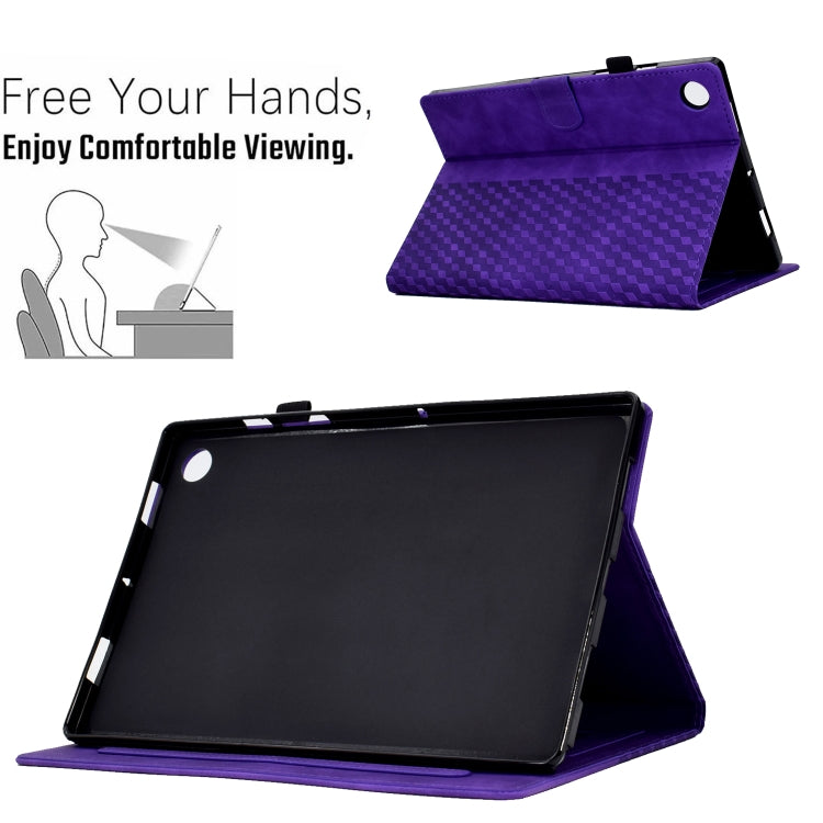 For Lenovo Tab M10 / M10 Plus FHD X606F Rhombus Embossed Leather Smart Tablet Case(Purple) - Lenovo by PMC TechLife | Online Shopping South Africa | PMC TechLife | Buy Now Pay Later Mobicred