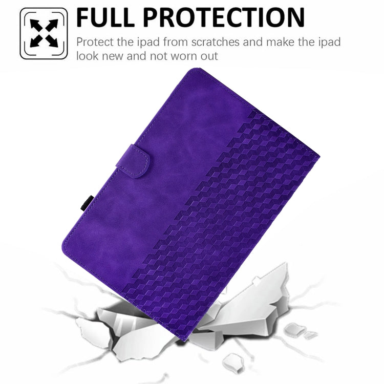 For Lenovo Tab M10 / M10 Plus FHD X606F Rhombus Embossed Leather Smart Tablet Case(Purple) - Lenovo by PMC TechLife | Online Shopping South Africa | PMC TechLife | Buy Now Pay Later Mobicred