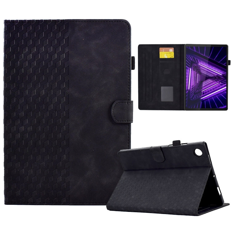 For Lenovo Tab M10 / M10 Plus FHD X606F Rhombus Embossed Leather Smart Tablet Case(Black) - Lenovo by PMC TechLife | Online Shopping South Africa | PMC TechLife | Buy Now Pay Later Mobicred