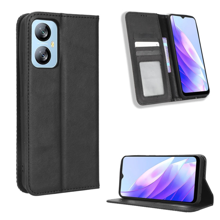 For Blackview A52 Magnetic Buckle Retro Texture Leather Phone Case(Black) - More Brand by PMC TechLife | Online Shopping South Africa | PMC TechLife