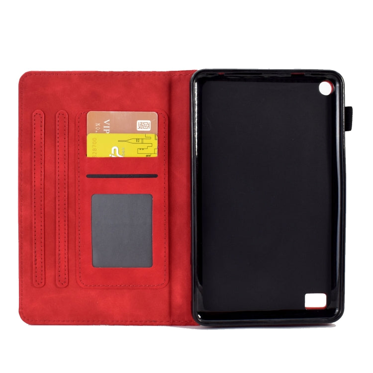 For Amazon Kindle Fire 7 2019 / 2017 / 2015 Rhombus Embossed Leather Tablet Case(Red) - Amazon by PMC TechLife | Online Shopping South Africa | PMC TechLife | Buy Now Pay Later Mobicred