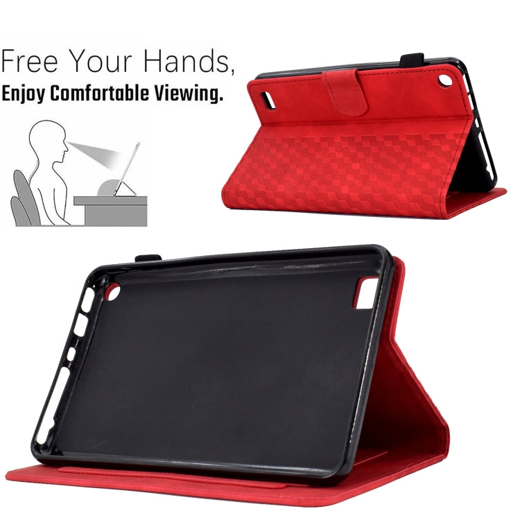 For Amazon Kindle Fire 7 2019 / 2017 / 2015 Rhombus Embossed Leather Tablet Case(Red) - Amazon by PMC TechLife | Online Shopping South Africa | PMC TechLife | Buy Now Pay Later Mobicred