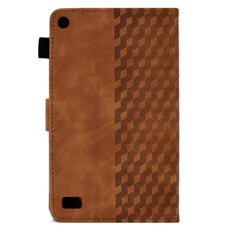 For Amazon Kindle Fire 7 2019 / 2017 / 2015 Rhombus Embossed Leather Tablet Case(Brown) - Amazon by PMC TechLife | Online Shopping South Africa | PMC TechLife | Buy Now Pay Later Mobicred