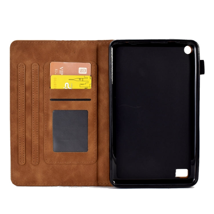 For Amazon Kindle Fire 7 2019 / 2017 / 2015 Rhombus Embossed Leather Tablet Case(Brown) - Amazon by PMC TechLife | Online Shopping South Africa | PMC TechLife | Buy Now Pay Later Mobicred