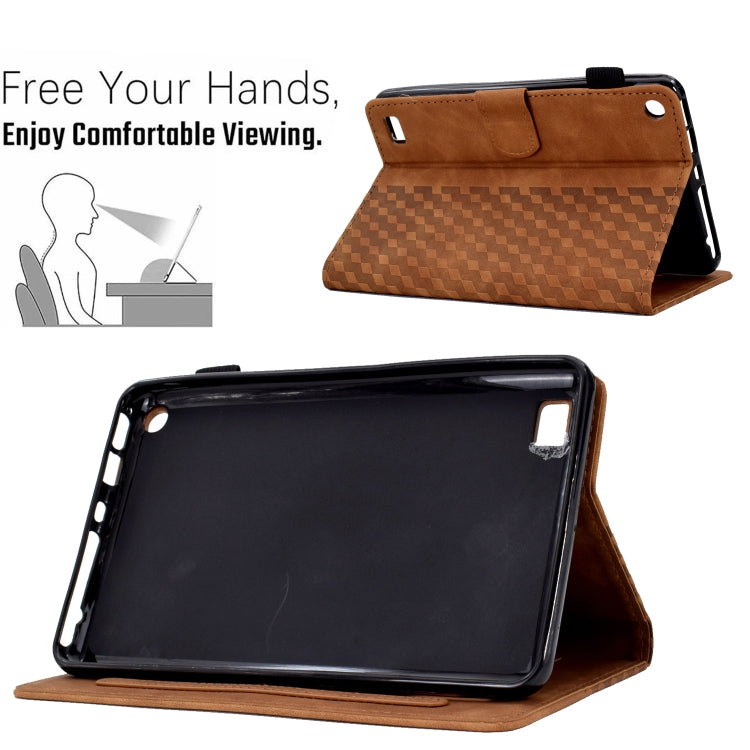 For Amazon Kindle Fire 7 2019 / 2017 / 2015 Rhombus Embossed Leather Tablet Case(Brown) - Amazon by PMC TechLife | Online Shopping South Africa | PMC TechLife | Buy Now Pay Later Mobicred