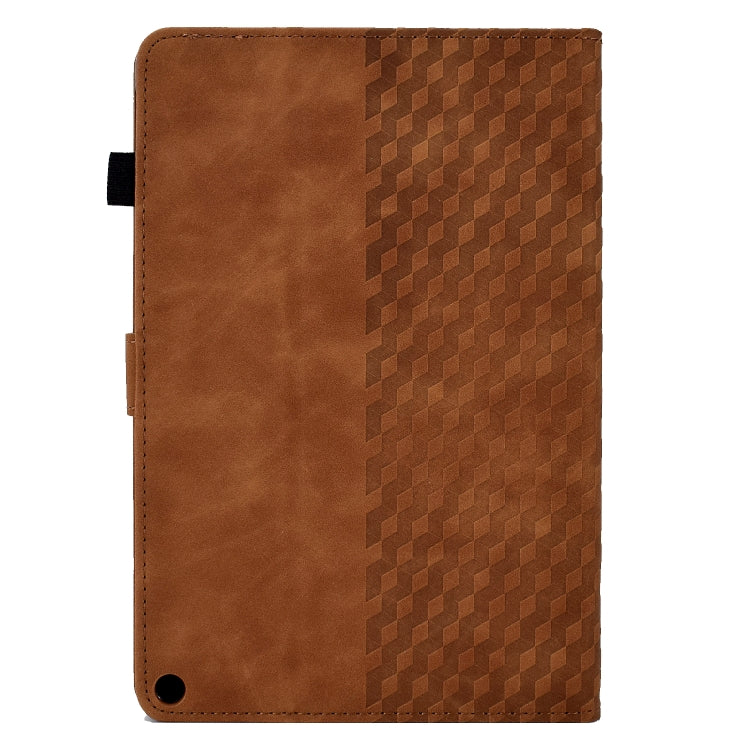 For Amazon Kindle Fire HD8 2020 Rhombus Embossed Leather Tablet Case(Brown) - Amazon by PMC TechLife | Online Shopping South Africa | PMC TechLife | Buy Now Pay Later Mobicred