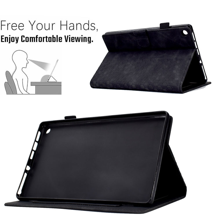 For Amazon Kindle Fire HD8 2018 / 2017 / 2016 Rhombus Embossed Leather Tablet Case(Black) - Amazon by PMC TechLife | Online Shopping South Africa | PMC TechLife | Buy Now Pay Later Mobicred