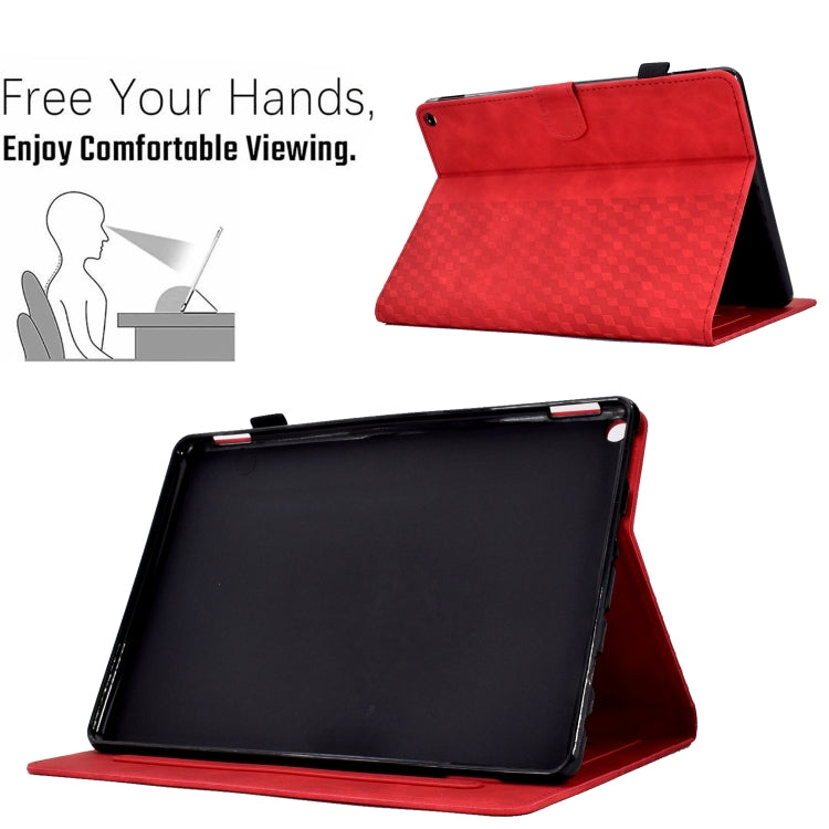 For Amazon Kindle Fire HD10 Plus 2021 Rhombus Embossed Leather Tablet Case(Red) - Amazon by PMC TechLife | Online Shopping South Africa | PMC TechLife | Buy Now Pay Later Mobicred