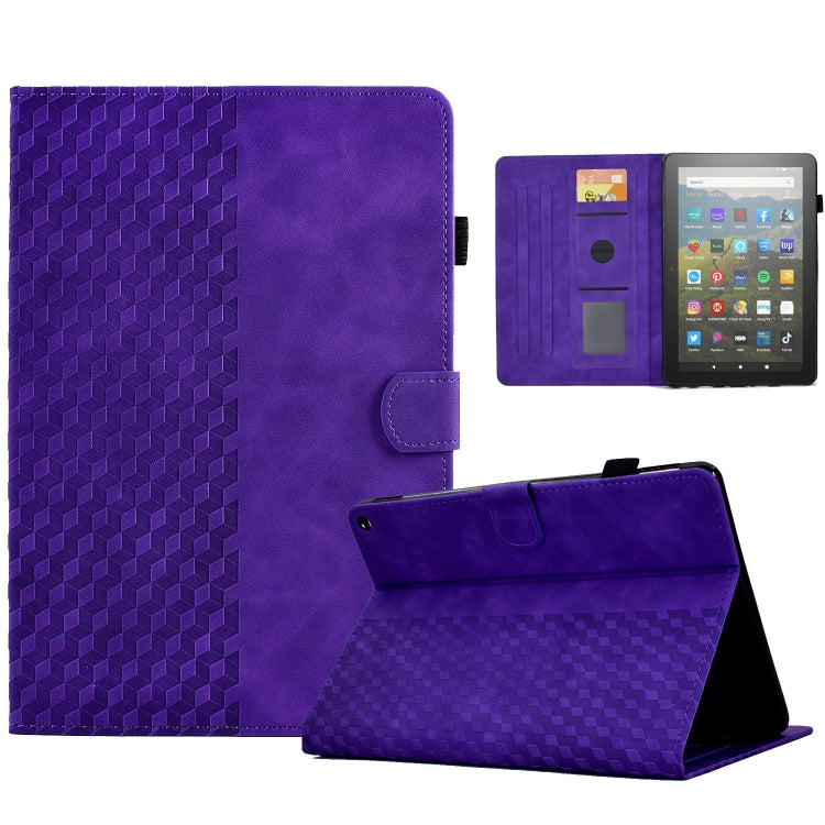 For Amazon Kindle Fire HD10 Plus 2021 Rhombus Embossed Leather Tablet Case(Purple) - free shipping - PMC TechLife - Order now!