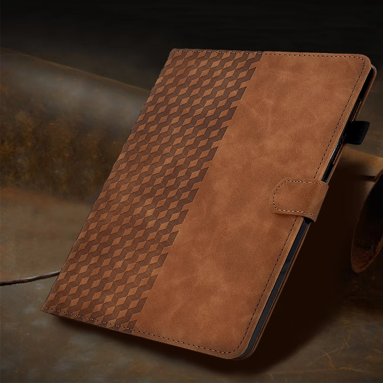For Amazon Kindle Fire HD10 Plus 2021 Rhombus Embossed Leather Tablet Case(Brown) - Amazon by PMC TechLife | Online Shopping South Africa | PMC TechLife | Buy Now Pay Later Mobicred