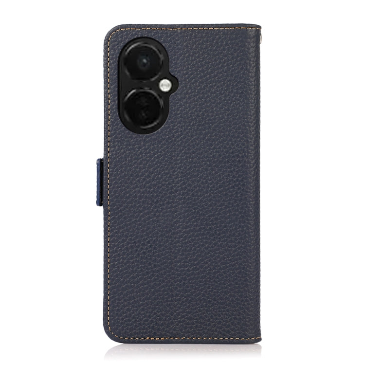 For OnePlus Nord CE 3 KHAZNEH Side-Magnetic Litchi Genuine Leather RFID Phone Case(Blue) - OnePlus Cases by PMC TechLife | Online Shopping South Africa | PMC TechLife | Buy Now Pay Later Mobicred