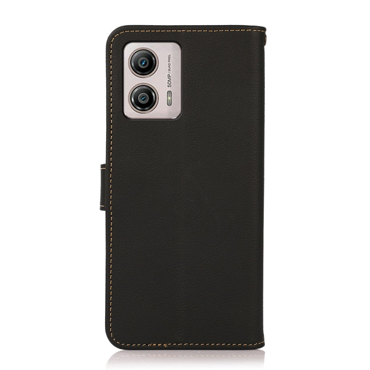 For Motorola Moto G13 / G23 / G53 5G KHAZNEH Custer Texture RFID Genuine Leather Phone Case(Black) - Motorola Cases by PMC TechLife | Online Shopping South Africa | PMC TechLife | Buy Now Pay Later Mobicred