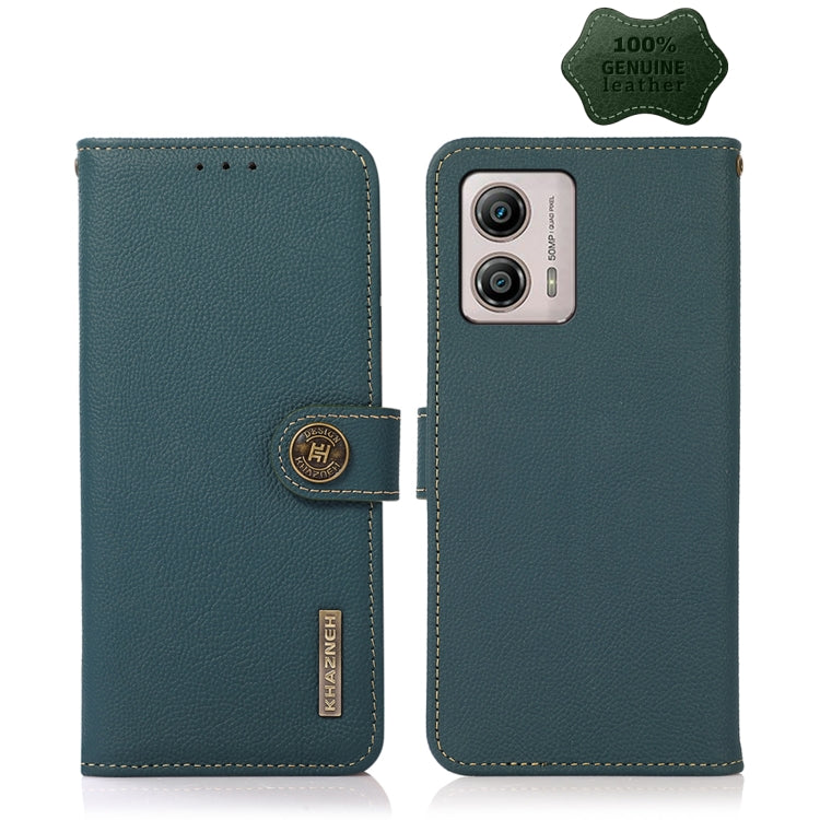 For Motorola Moto G13 / G23 / G53 5G KHAZNEH Custer Texture RFID Genuine Leather Phone Case(Green) - free shipping - PMC TechLife - Order now!