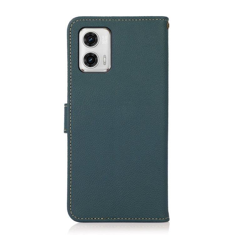 For Motorola Moto G73 5G KHAZNEH Custer Texture RFID Genuine Leather Phone Case(Green) - Motorola Cases by PMC TechLife | Online Shopping South Africa | PMC TechLife | Buy Now Pay Later Mobicred