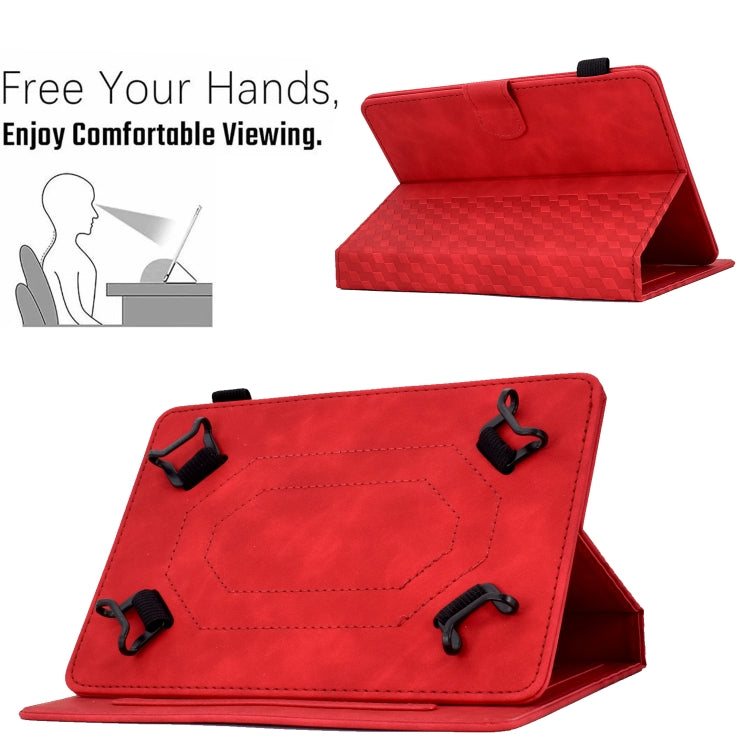 For 7.0 inch Universal Tablet Rhombus Embossed Leather Case(Red) - free shipping - PMC TechLife - Order now!