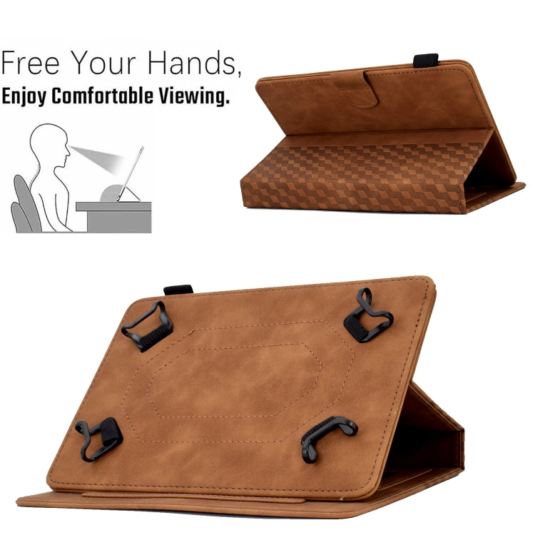 For 7.0 inch Universal Tablet Rhombus Embossed Leather Case(Brown) - 7 inch by PMC TechLife | Online Shopping South Africa | PMC TechLife | Buy Now Pay Later Mobicred