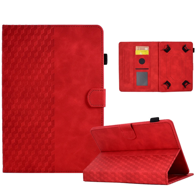For 10.0 inch Universal Tablet Rhombus Embossed Leather Case(Red) - 10 - 11 inch by PMC TechLife | Online Shopping South Africa | PMC TechLife | Buy Now Pay Later Mobicred