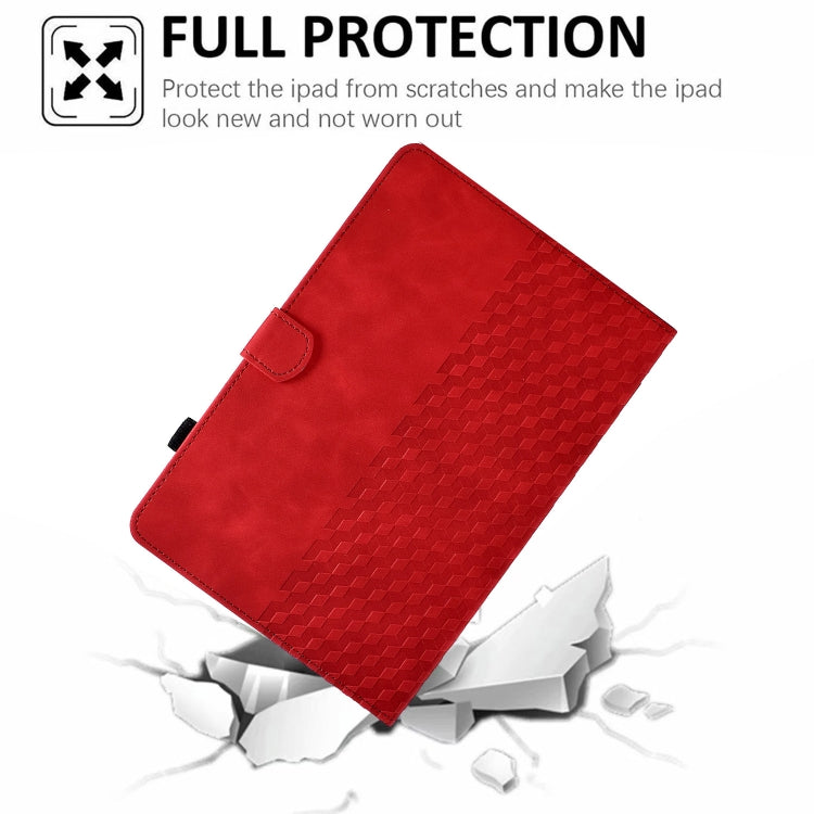 For 10.0 inch Universal Tablet Rhombus Embossed Leather Case(Red) - 10 - 11 inch by PMC TechLife | Online Shopping South Africa | PMC TechLife | Buy Now Pay Later Mobicred