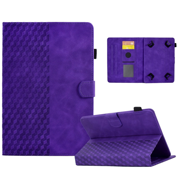 For 10.0 inch Universal Tablet Rhombus Embossed Leather Case(Purple) - 10 - 11 inch by PMC TechLife | Online Shopping South Africa | PMC TechLife | Buy Now Pay Later Mobicred