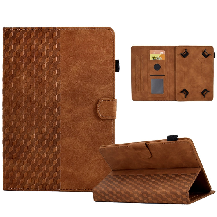 For 10.0 inch Universal Tablet Rhombus Embossed Leather Case(Brown) - 10 - 11 inch by PMC TechLife | Online Shopping South Africa | PMC TechLife | Buy Now Pay Later Mobicred