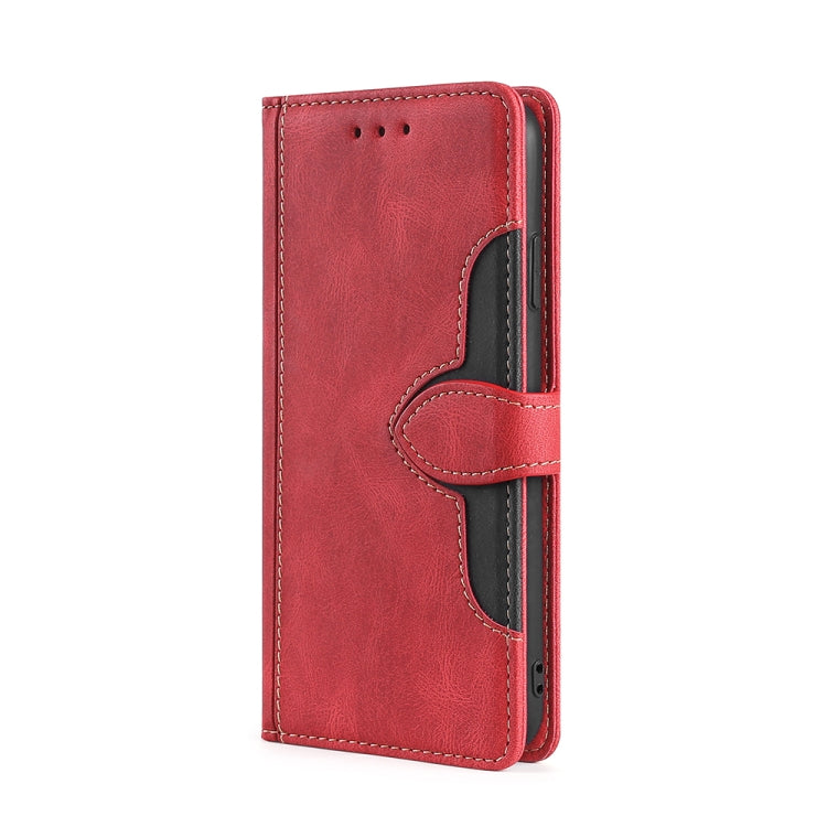 For OPPO Reno8 T 4G Skin Feel Magnetic Buckle Leather Phone Case(Red) - OPPO Cases by PMC TechLife | Online Shopping South Africa | PMC TechLife | Buy Now Pay Later Mobicred