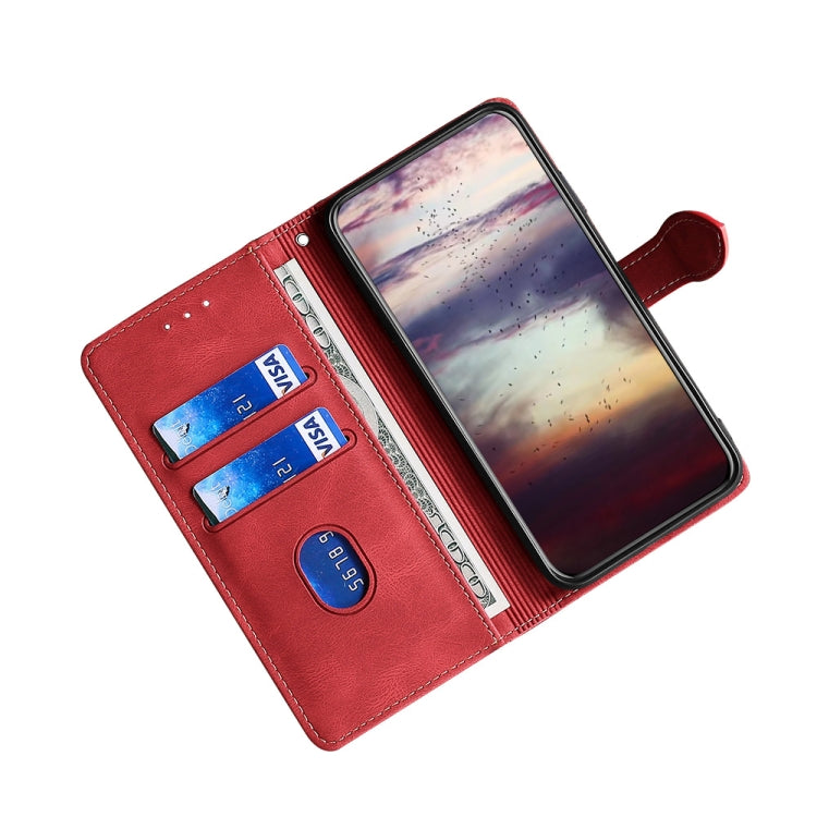For OPPO Reno8 T 4G Skin Feel Magnetic Buckle Leather Phone Case(Red) - OPPO Cases by PMC TechLife | Online Shopping South Africa | PMC TechLife | Buy Now Pay Later Mobicred
