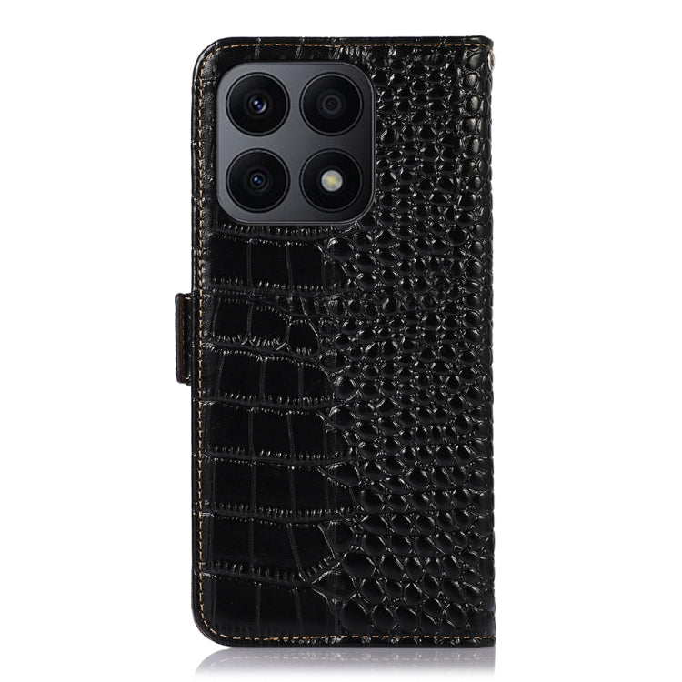 For Honor X8a 4G Crocodile Top Layer Cowhide Leather Phone Case(Black) - Honor Cases by PMC TechLife | Online Shopping South Africa | PMC TechLife | Buy Now Pay Later Mobicred