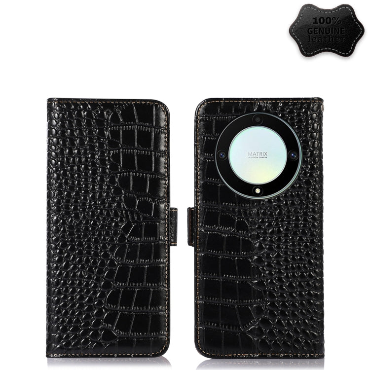 For Honor X9a/X40 5G Crocodile Top Layer Cowhide Leather Phone Case(Black) - free shipping - PMC TechLife - Order now!