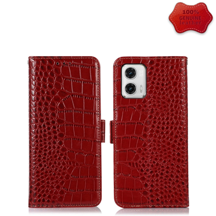 For Motorola Moto G73 5G Crocodile Top Layer Cowhide Leather Phone Case(Red) - Motorola Cases by PMC TechLife | Online Shopping South Africa | PMC TechLife | Buy Now Pay Later Mobicred