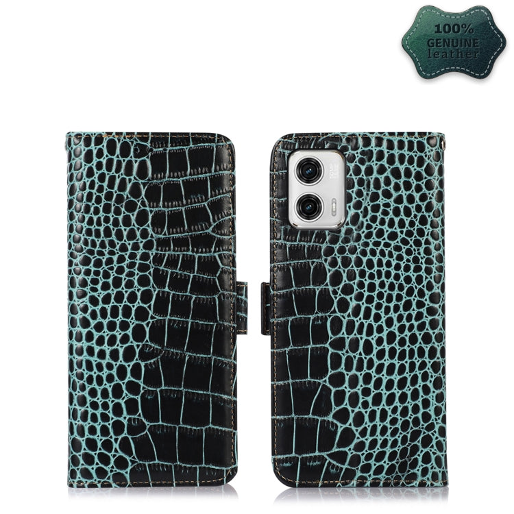 For Motorola Moto G73 5G Crocodile Top Layer Cowhide Leather Phone Case(Green) - Motorola Cases by PMC TechLife | Online Shopping South Africa | PMC TechLife | Buy Now Pay Later Mobicred