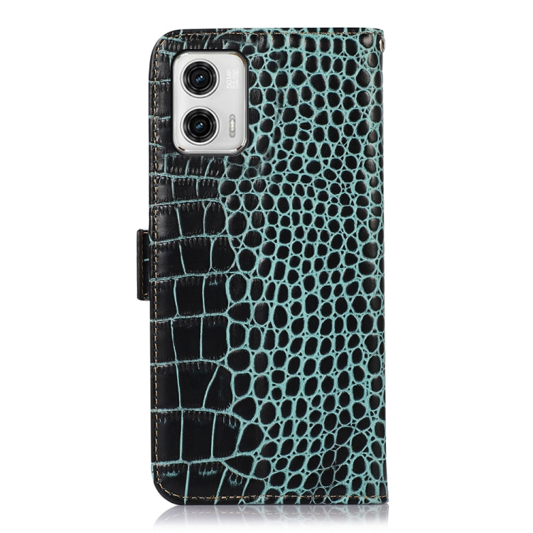 For Motorola Moto G73 5G Crocodile Top Layer Cowhide Leather Phone Case(Green) - Motorola Cases by PMC TechLife | Online Shopping South Africa | PMC TechLife | Buy Now Pay Later Mobicred
